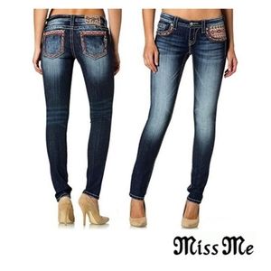 Aztec Miss Me Mid Rise Skinny Embroidered Jeans